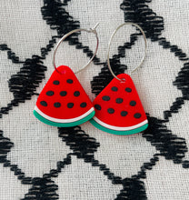Load image into Gallery viewer, Lightweight Silicone Watermelon Earrings for Palestine, Fundraising for GAZA