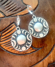 Load image into Gallery viewer, Celestial Silver Tone Moon Earrings, Phases of the Moon Earrings