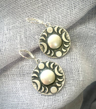 Load image into Gallery viewer, Celestial Silver Tone Moon Earrings, Phases of the Moon Earrings