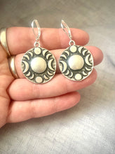Load image into Gallery viewer, Celestial Silver Tone Moon Earrings, Phases of the Moon Earrings