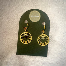 Load image into Gallery viewer, Celestial Gold Tone Moon Earrings, Phases of the Moon Earrings