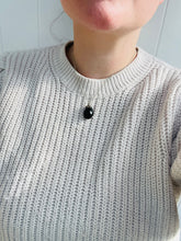 Load image into Gallery viewer, Black onyx Pendant, Polished stone pendant on silver chain, Vintage onyx Necklace