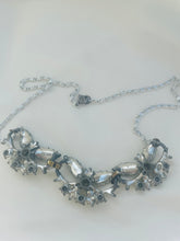 Load image into Gallery viewer, Vintage Leaf Garland Statement Necklace, Vintage Mid Century Enamelled Leaves and Rhinestone Necklace