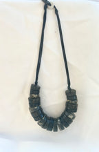 Load image into Gallery viewer, Vintage Primitive beaded collar necklace with handmade lucite beads, Dark Bead Collar