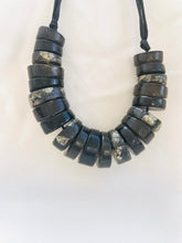 Load image into Gallery viewer, Vintage Primitive beaded collar necklace with handmade lucite beads, Dark Bead Collar