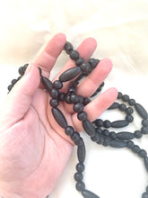 Load image into Gallery viewer, Vintage Beaded Necklace in darkest Navy. Really Long Bead Necklace, Flapper Beads, 70s necklace