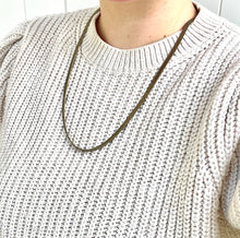 Load image into Gallery viewer, Vintage Gold Herrinbone chain, Flat Link Gold toned necklace, Tarnished Heavy Chain necklace