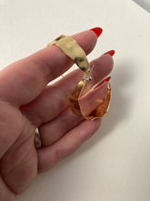 Load image into Gallery viewer, Rippling Gold Hoop Earrings, Large Lightweight Hoops