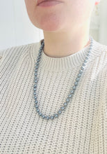 Load image into Gallery viewer, Single Strand Grey Faux Pearl Necklace, Blue-grey Pearls, Icy Blue Necklace
