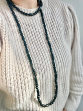 Load image into Gallery viewer, Vintage Beaded Necklace in darkest Navy. Really Long Bead Necklace, Flapper Beads, 70s necklace