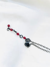 Load image into Gallery viewer, Beaded 90s Vampy necklace, Red dangling gems necklace, Red Goth Swag necklace
