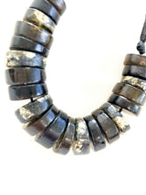 Load image into Gallery viewer, Vintage Primitive beaded collar necklace with handmade lucite beads, Dark Bead Collar