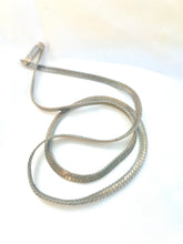 Load image into Gallery viewer, Vintage Gold Herrinbone chain, Flat Link Gold toned necklace, Tarnished Heavy Chain necklace