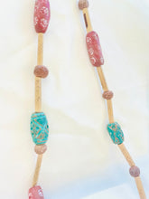 Load image into Gallery viewer, Vintage Artisanal Clay and Wood Beaded Necklace, Tribal Bead Necklace, Art bead Jewellery Chunky Beads