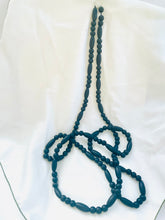 Load image into Gallery viewer, Vintage Beaded Necklace in darkest Navy. Really Long Bead Necklace, Flapper Beads, 70s necklace