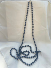 Load image into Gallery viewer, Vintage Bead Necklace, Very Long Navy Bead Necklace, Plastic Flapper Beads, 70s necklace
