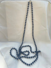 Load image into Gallery viewer, Vintage Bead Necklace, Very Long Navy Bead Necklace, Plastic Flapper Beads, 70s necklace