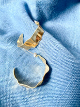 Load image into Gallery viewer, Rippling Gold Hoop Earrings, Large Lightweight Hoops