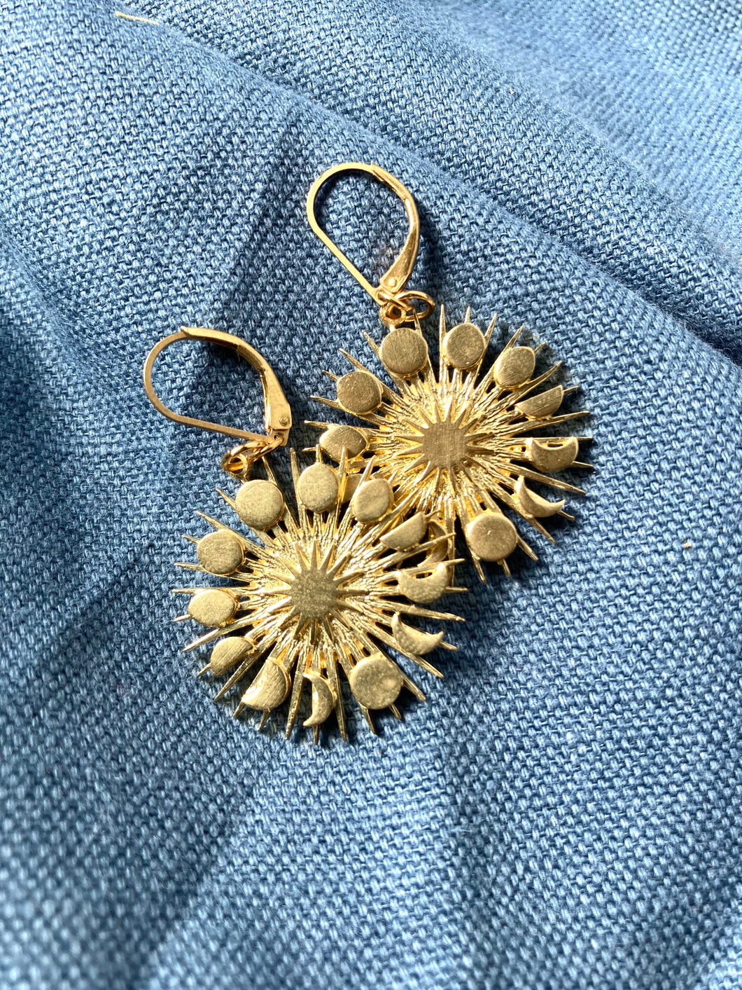 Gold Phases of the Moon Earrings, Radiant Heavens