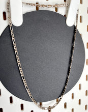 Load image into Gallery viewer, Vintage Silver Heavy Figaro chain, Flat Link Silver toned necklace, Heavy Chain necklace
