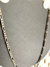 Load image into Gallery viewer, Vintage Silver Heavy Figaro chain, Flat Link Silver toned necklace, Heavy Chain necklace