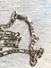 Load image into Gallery viewer, Vintage Silver Heavy Figaro chain, Flat Link Silver toned necklace, Heavy Chain necklace