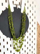 Load image into Gallery viewer, Vintage Green Glass 5 Stranded Beaded Necklace