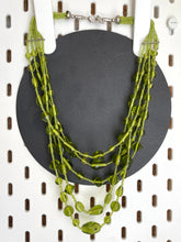 Load image into Gallery viewer, Vintage Green Glass 5 Stranded Beaded Necklace