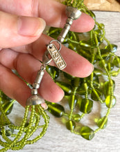 Load image into Gallery viewer, Vintage Green Glass 5 Stranded Beaded Necklace