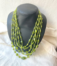 Load image into Gallery viewer, Vintage Green Glass 5 Stranded Beaded Necklace