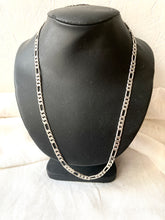 Load image into Gallery viewer, Vintage Silver Heavy Figaro chain, Flat Link Silver toned necklace, Heavy Chain necklace