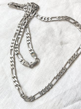 Load image into Gallery viewer, Vintage Silver Heavy Figaro chain, Flat Link Silver toned necklace, Heavy Chain necklace