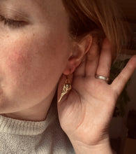 Load image into Gallery viewer, Bird Skull Earrings, Gold tone Bird Skull hook earrings
