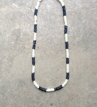 Load image into Gallery viewer, Monochrome Vintage Bead Embroidered Necklace, Black and White Vintage Russian Beaded Necklace