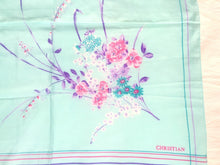 Load image into Gallery viewer, Mint Green Square Scarf Aqua CHRISTIAN Floral Vintage Square Scarf in Seafoam Green