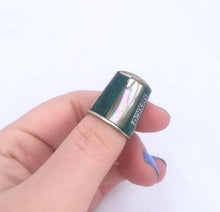 Load image into Gallery viewer, Vintage Silver Thimble Mexican Abalone Shell Thimble, Stamped MEXICO Green Resin & Abalone