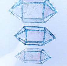 Load image into Gallery viewer, Quartz Crystal Lino Print Geometric Gemstone Art linoprint Unframed A4 Linocut Print of 3 Smoky Quartz Crystals Watercolor hand Pulled Lino