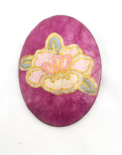 Load image into Gallery viewer, Large Decoupage Vintage Brooch Pink Oval Oriental Brooch & Necklace Bail