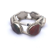 Load image into Gallery viewer, Vintage Silver Marble Stone Bracelet, Chunky Bracelet Silver Tone Metal, 1970s