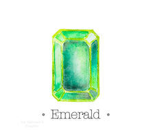Load image into Gallery viewer, Emerald Birthstone Crystal Print Art Print, May Birthstone Gift. Choose Framed or Unframed