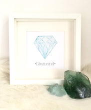 Load image into Gallery viewer, Diamond Birthstone Print Art APRIL Crystal. Choose Framed or Unframed