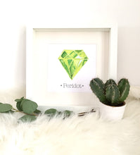 Load image into Gallery viewer, Peridot AUGUST Birthstone Print Art Crystal. Choose Framed or Unframed