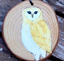 Load image into Gallery viewer, Wooden Barn Owl Christmas Ornament ONE Barn Owl Holiday Decoration, Rustic Owl Decoration Christmas Ornament Handpainted Owl Hygge Christmas