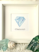 Load image into Gallery viewer, Diamond Birthstone Print Art APRIL Crystal. Choose Framed or Unframed