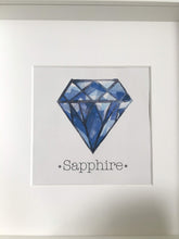 Load image into Gallery viewer, SAPPHIRE Birthstone September Birthstone. Choose Framed or Unframed