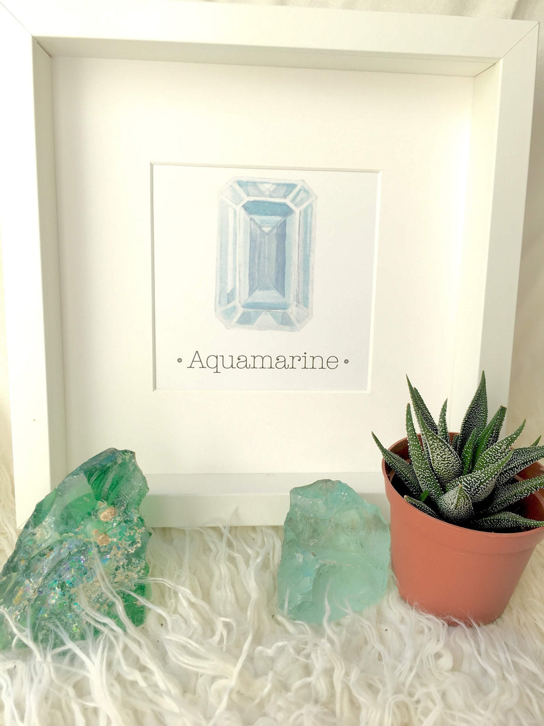 AQUAMARINE March Birthstone Print . Choose Framed or Unframed