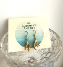 Load image into Gallery viewer, Golden Claw Earrings Gold Claws Dangle Earrings Gold Tone Dangle Earrings hook earrings Talon Earrings