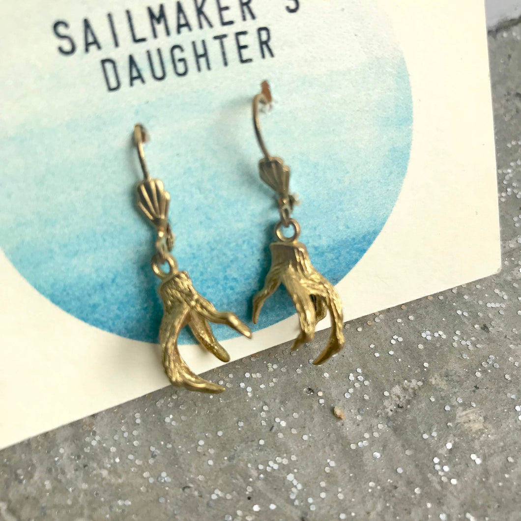 Golden Claw Earrings Gold Claws Dangle Earrings Gold Tone Dangle Earrings hook earrings Talon Earrings