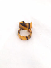 Load image into Gallery viewer, Vintage Thick Hoop Earrings Orange & Brown Plastic earrings, Big 80s earrings Animal print earrings
