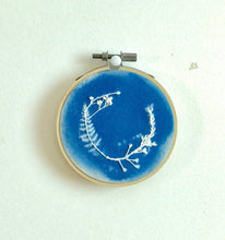 Load image into Gallery viewer, Embroidered Hoop Art Floral Wreath Small Botanical Sun Print Embroidered Wall Art Embroidery Hoop Art